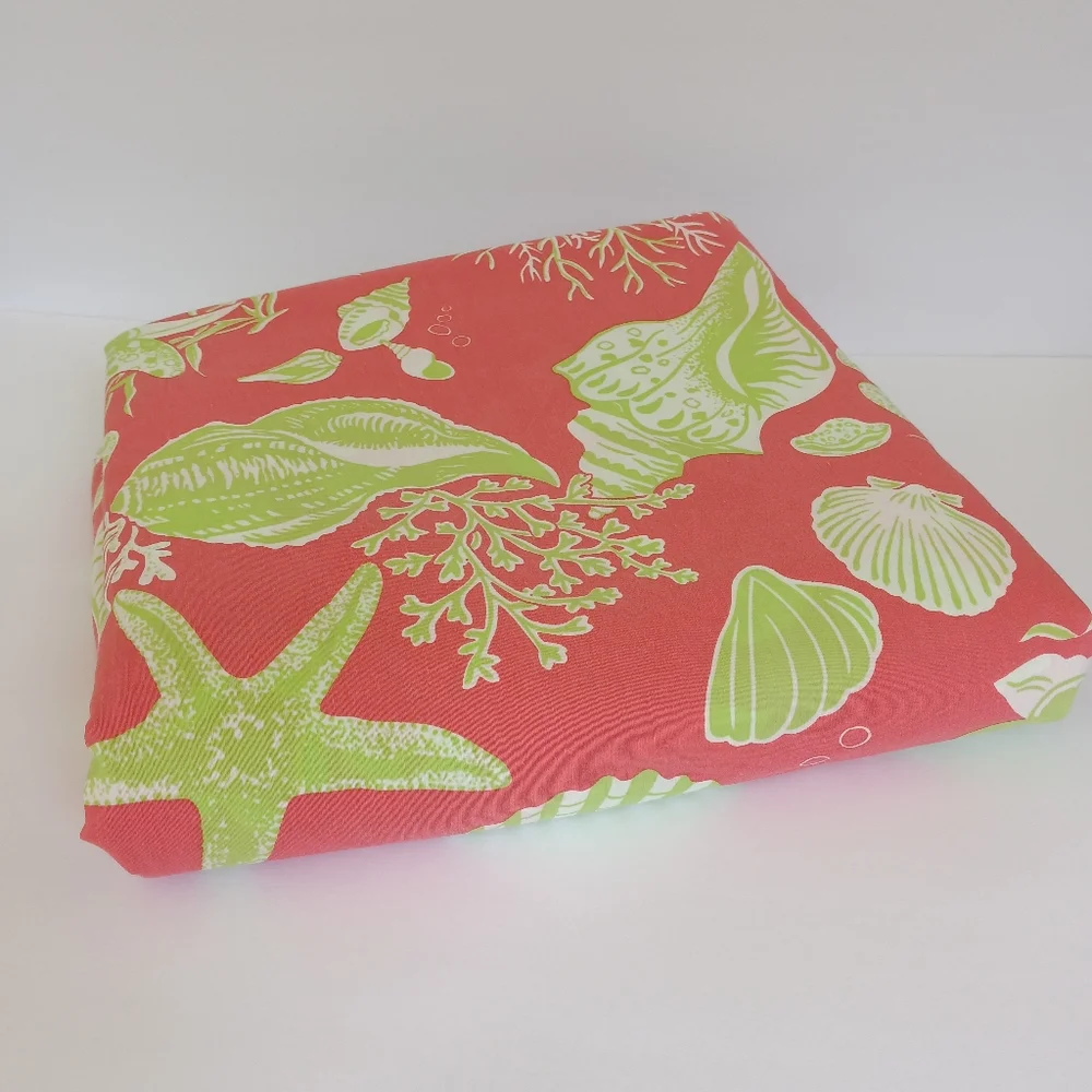 Coral Pink & Green Shell Print Twin Duvet Cover